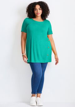 Button Detail Tunic Tee
