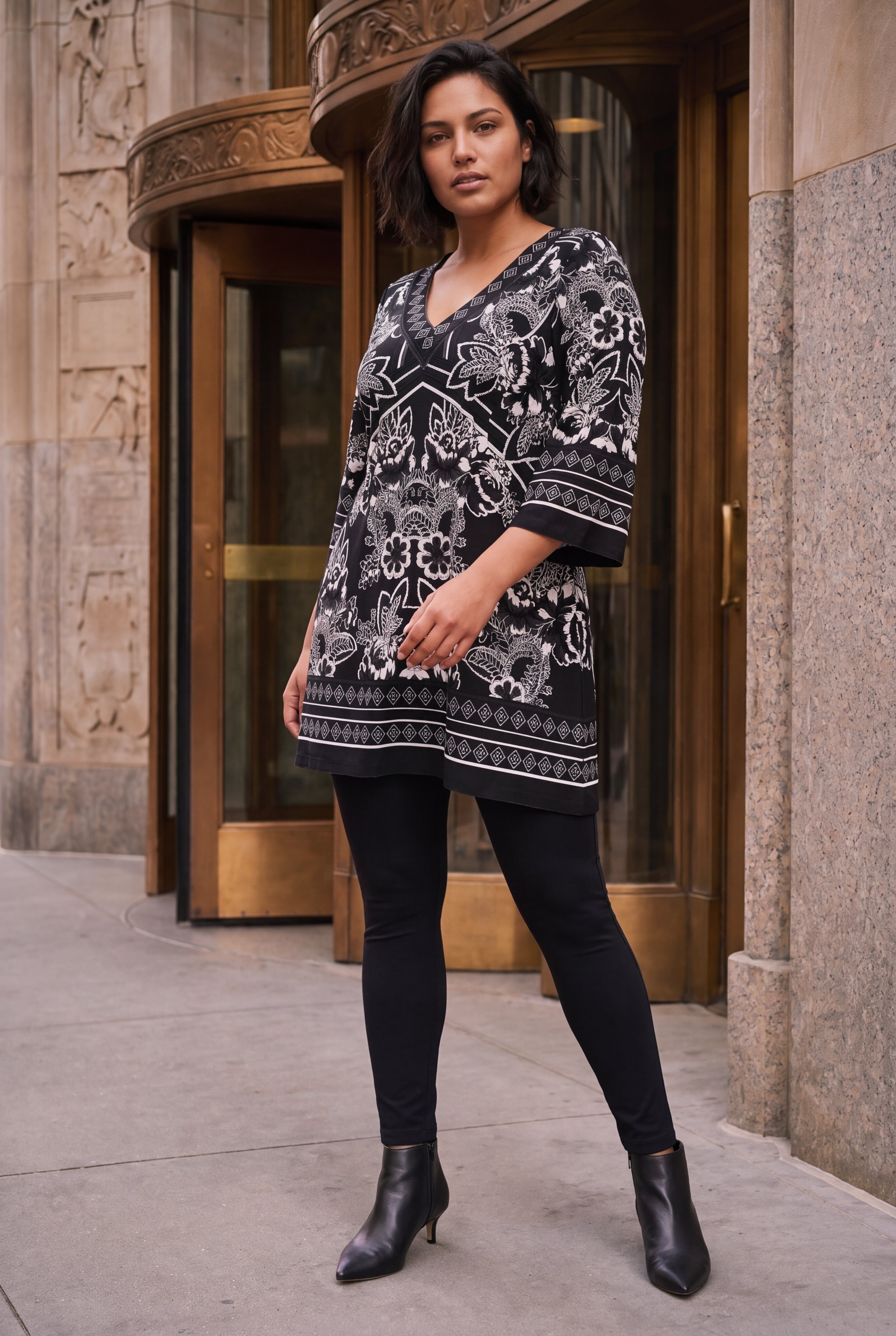Scarf Print Tunic, BLACK SCARF PRINT, hi-res image number 0