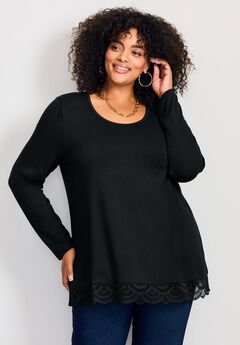 Lace Hem Crewneck Tunic