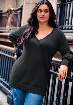 Faux Wrap Pull Over Sweater