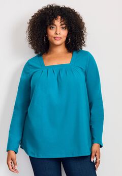 Square Neck Pleated Tunic