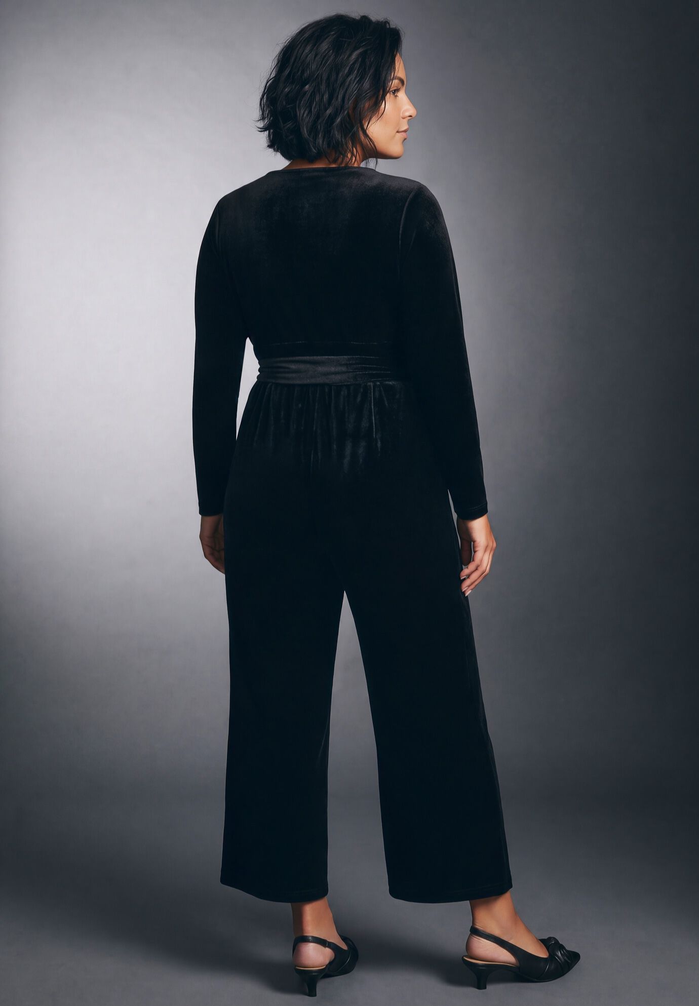 Mirabel Velour Jumpsuit, BLACK, alternate image number 2
