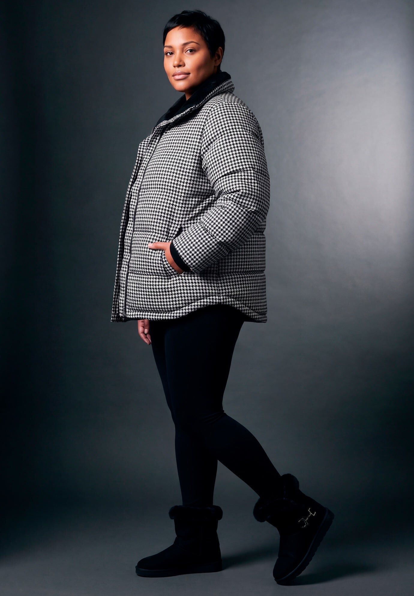 Sherpa Lined Puffer, BLACK HOUNDSTOOTH, hi-res image number 0