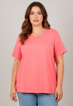 Openwork Trim Short Sleeve Top