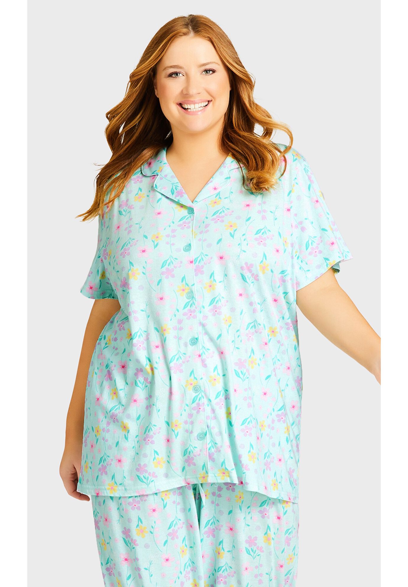 Button Up Sleep Top, FLORAL, alternate image number 3