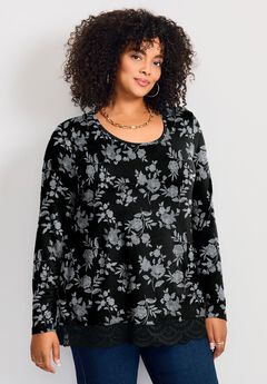 Lace Hem Crewneck Tunic