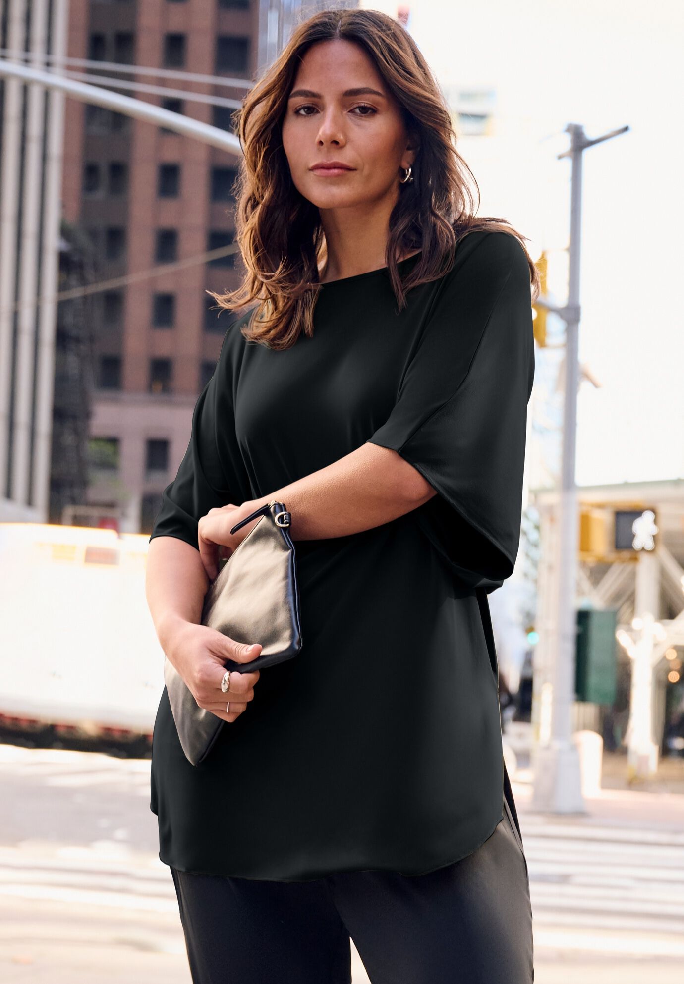 Capelette Tunic, BLACK, on-hover image number 1