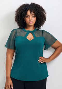 Lacey Flutter Sleeve Lace Top