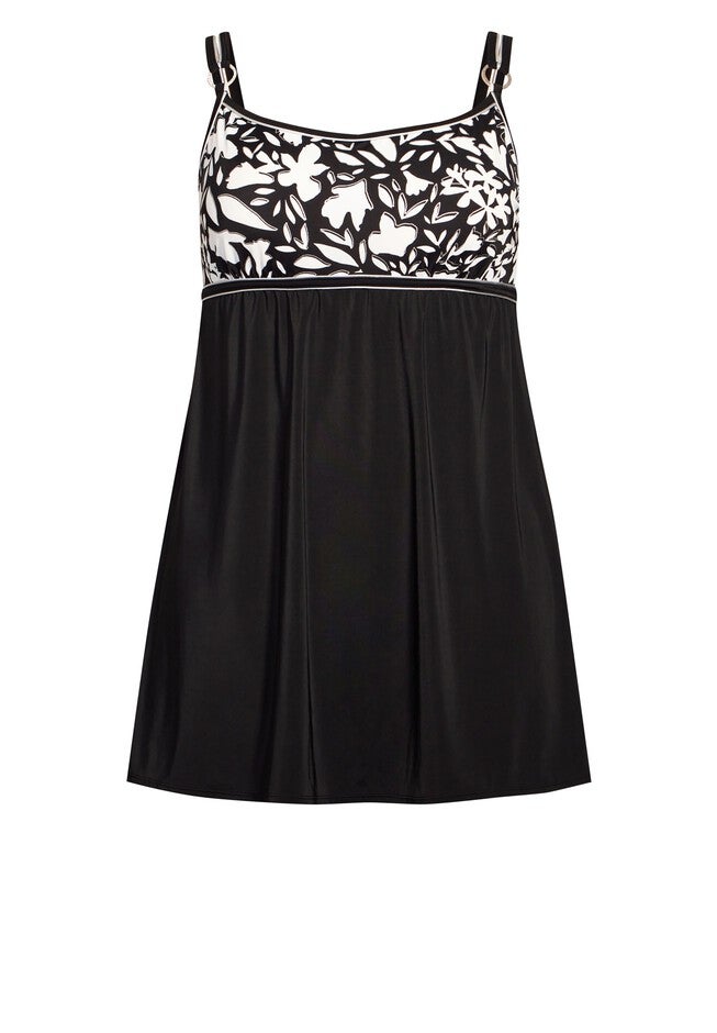 Empire Print Swim Dress, MONO FLORAL, alternate image number null