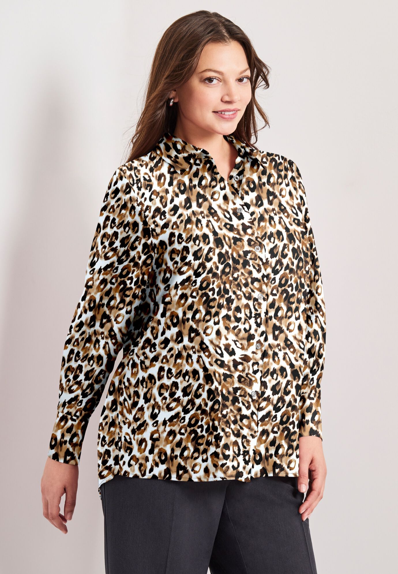 Signature Button Front Blouse, NEUTRAL ANIMAL, alternate image number 2