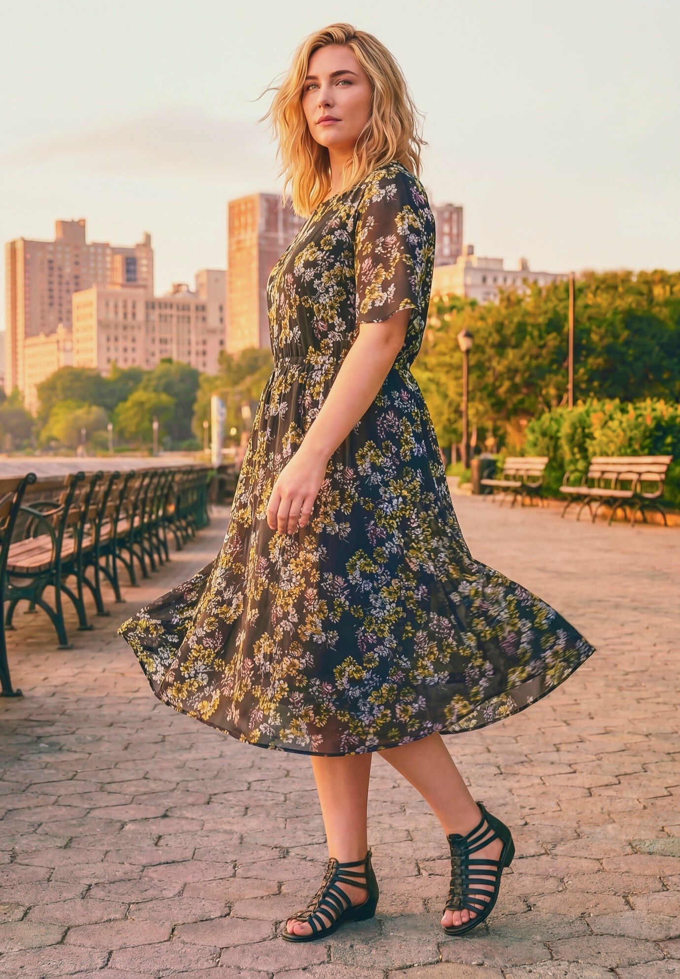 Caplet Midi Dress, BLACK CHERRY BLOSSOM, hi-res image number 0