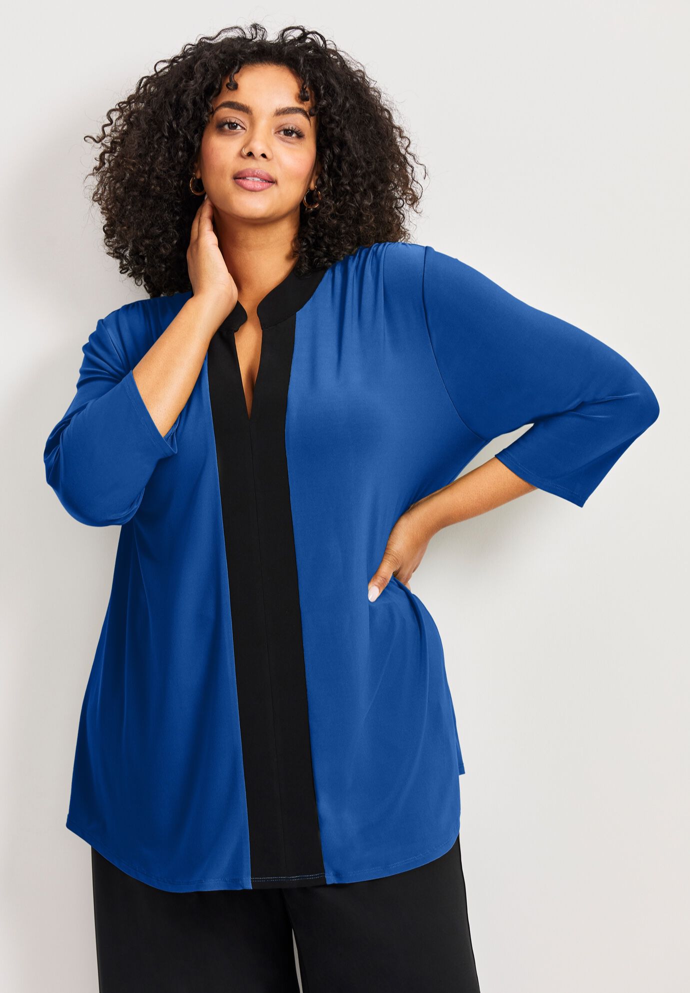 Audrey Colorblock Tunic, DARK SAPPHIRE BLACK, on-hover image number 1