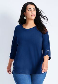 Sabrina Button Detail Top
