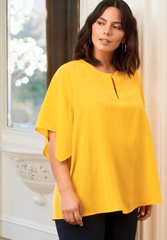 Flutter Sleeve Keyhole Blouse