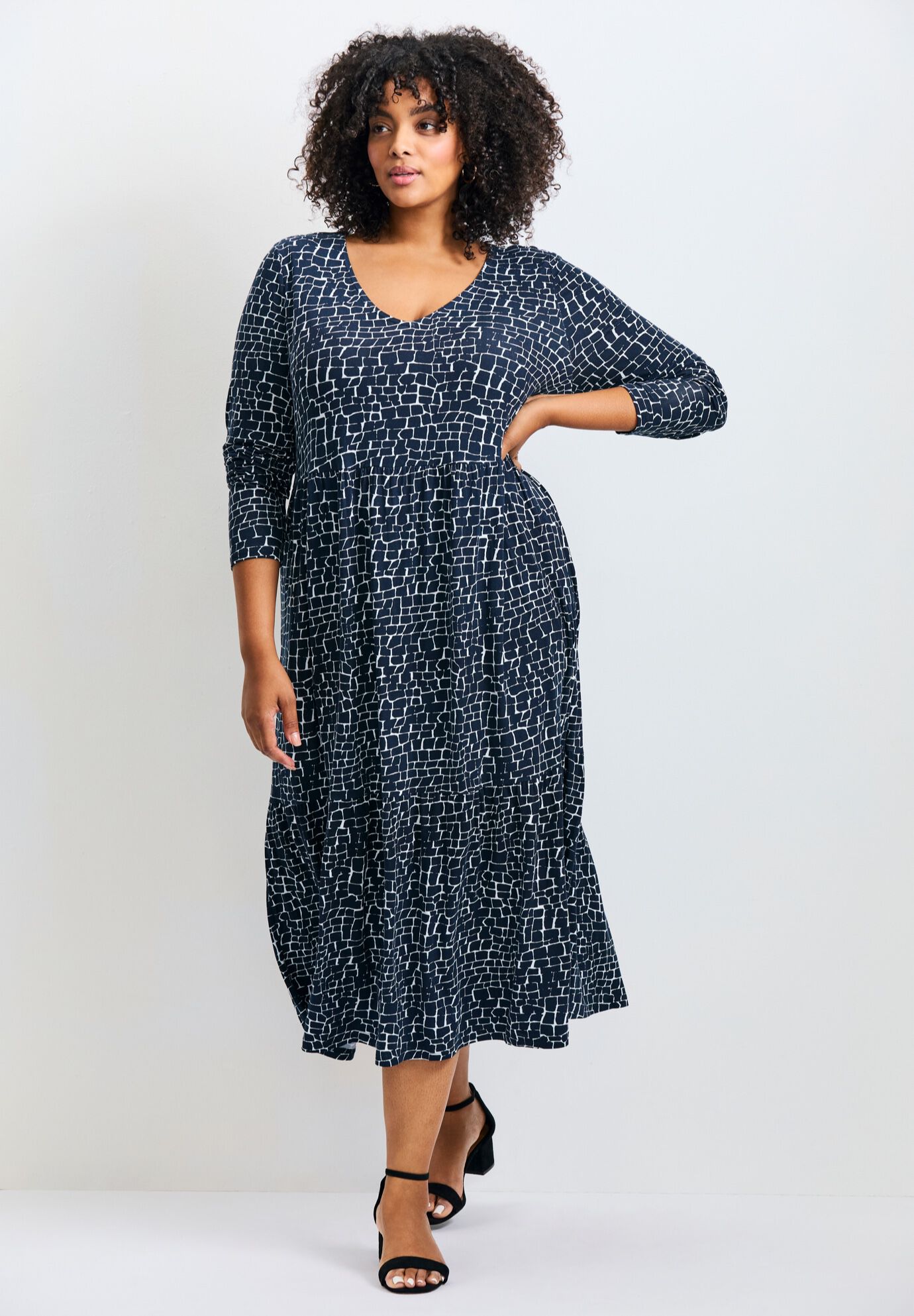 Nylah Tiered Knit Dress, INK SHADOW, hi-res image number 0