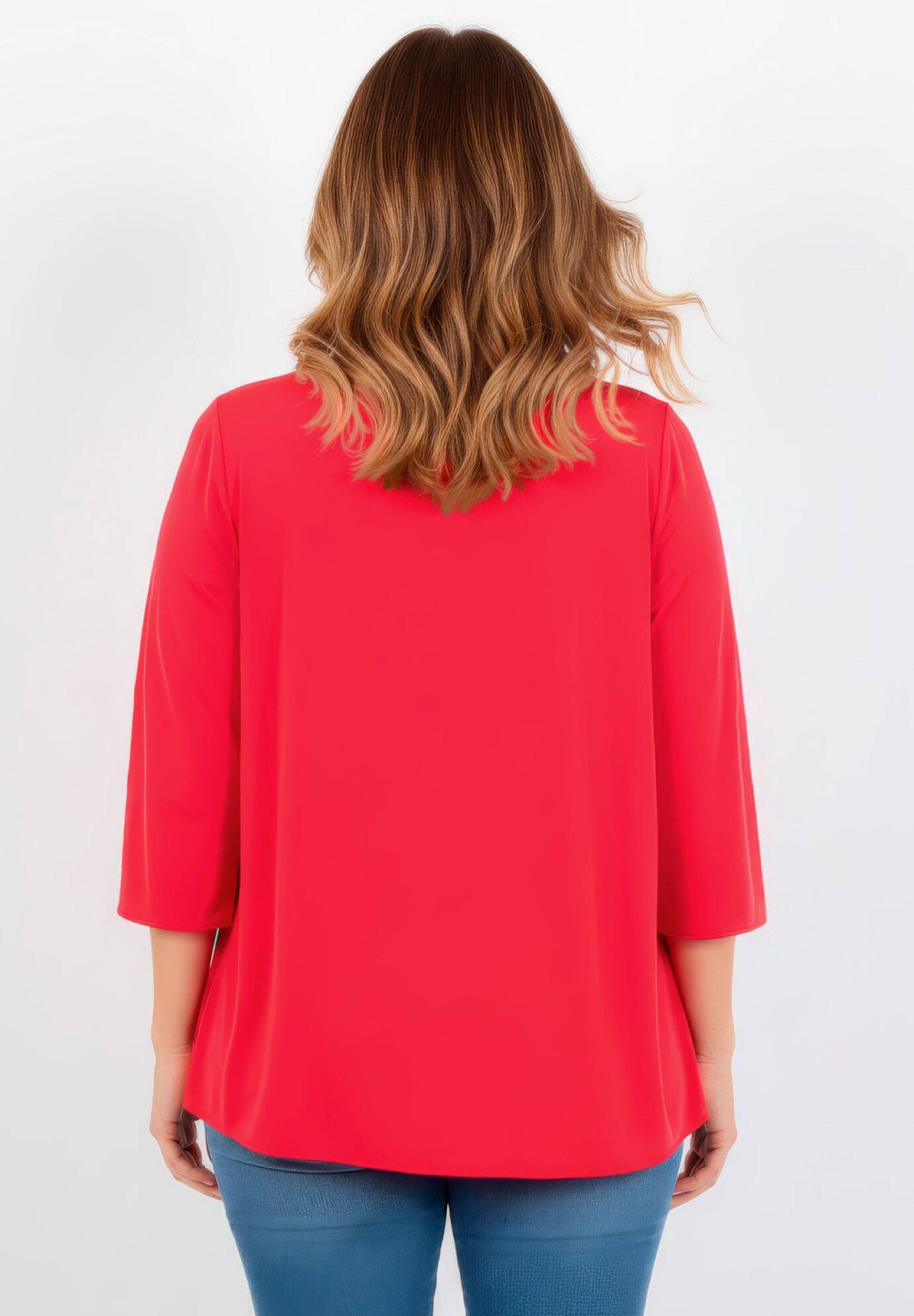 Audrey Ring Detail Top, VIBRANT RED, alternate image number 3
