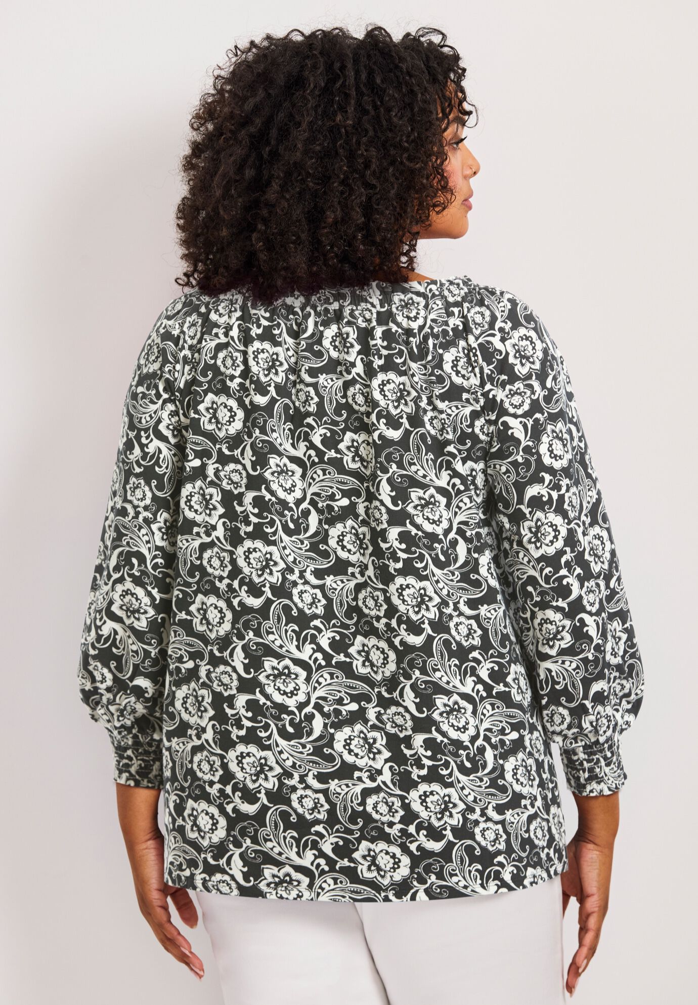 Ombre Print Top, BLACK SCROLL BLOOM, alternate image number 2