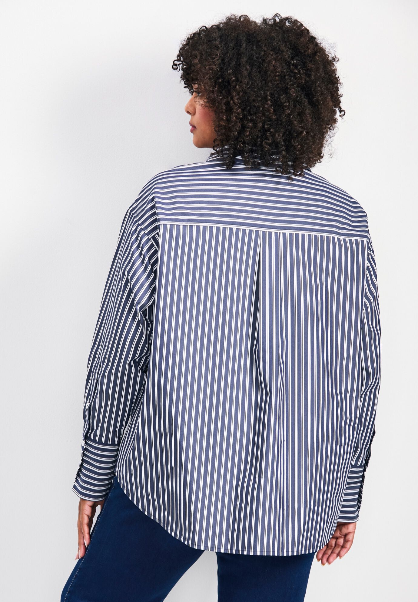 Breanna Classic Poplin Shirt, NAVY, alternate image number 3