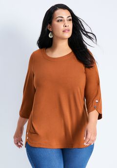 Sabrina Btn Dtl 3/4 Slv Top