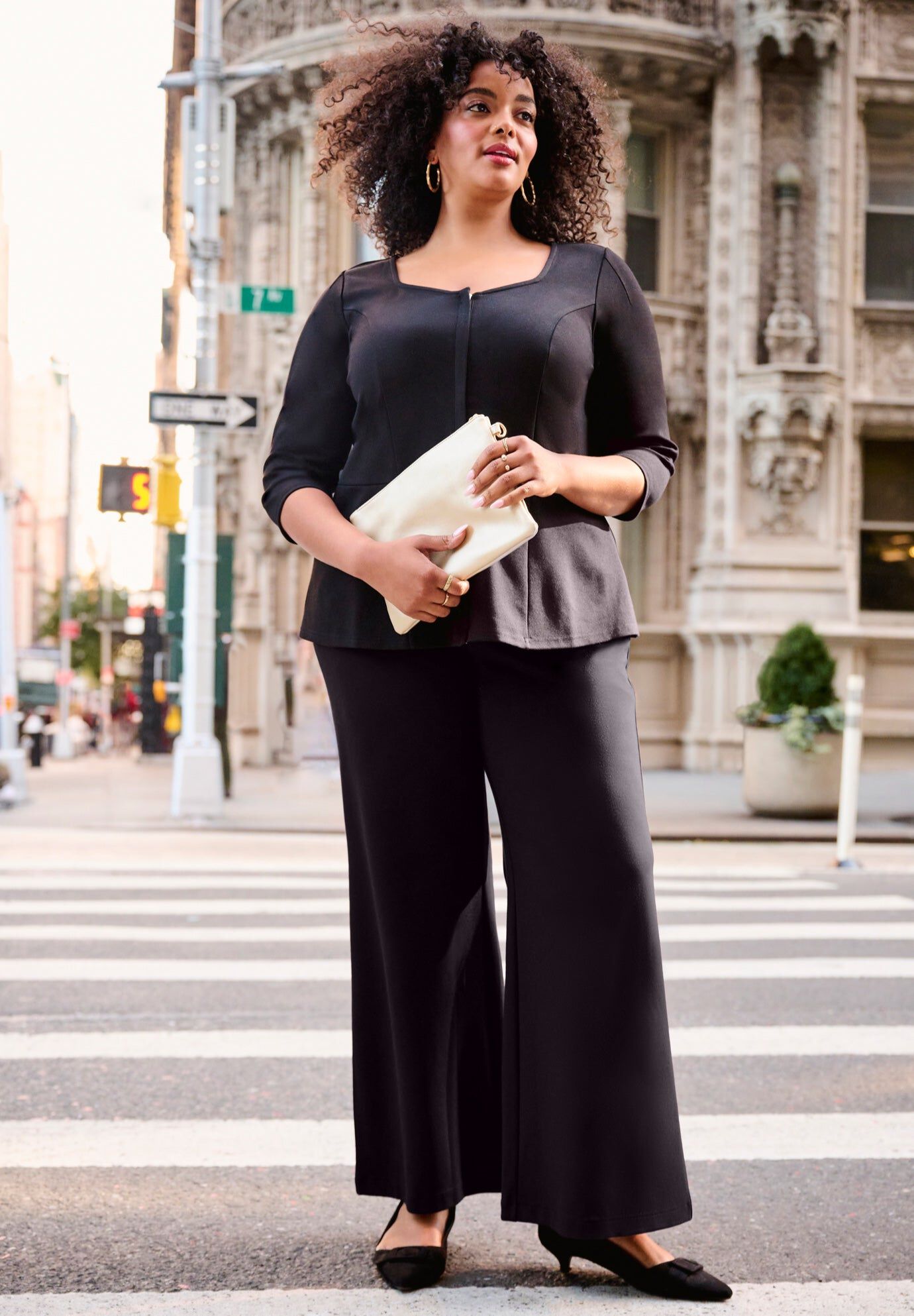 Ponte Wide Leg Pant, BLACK, hi-res image number 0