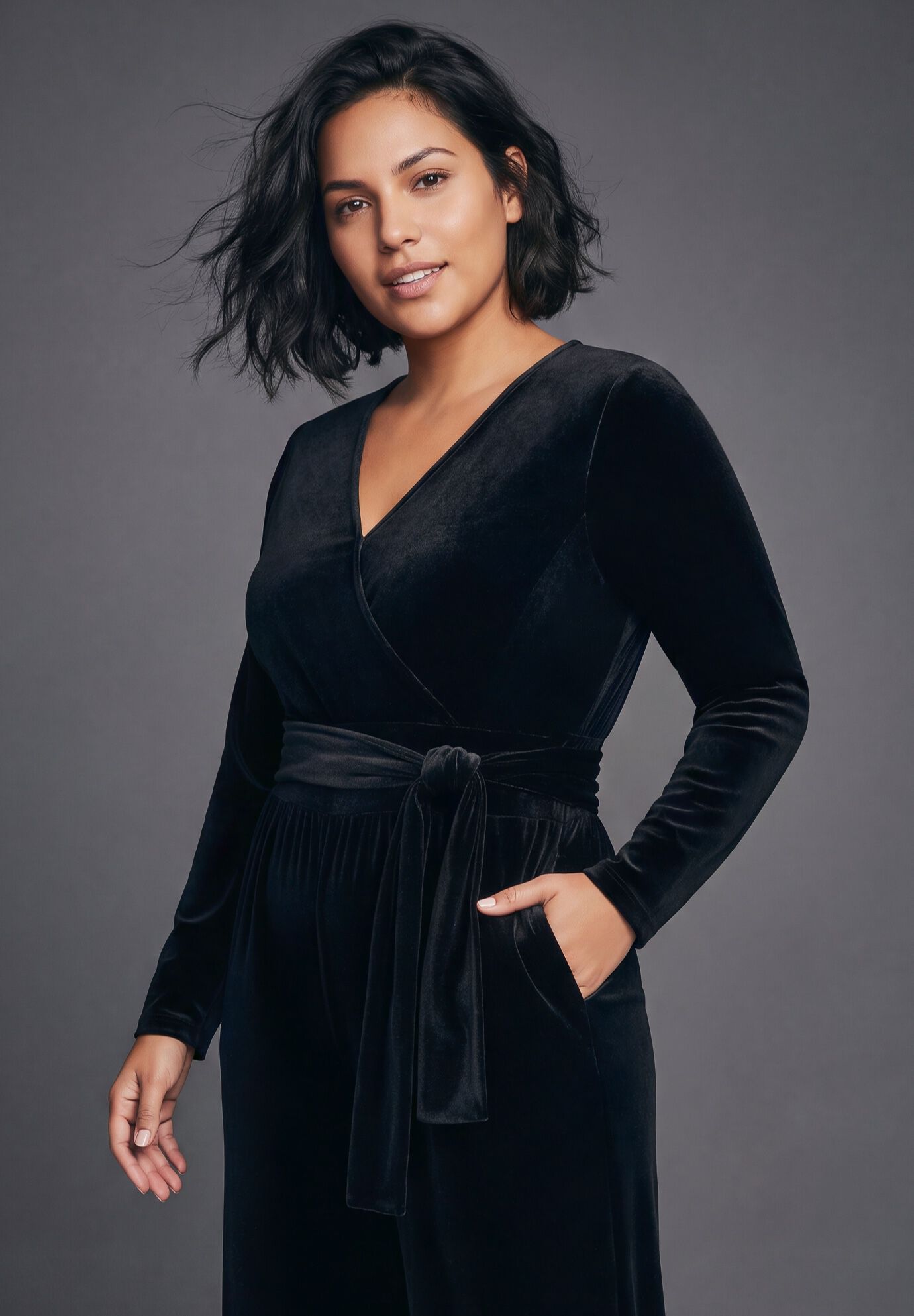Mirabel Velour Jumpsuit, BLACK, on-hover image number 1