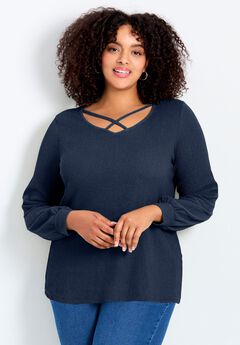 Knit Crepe Criss-Cross Top