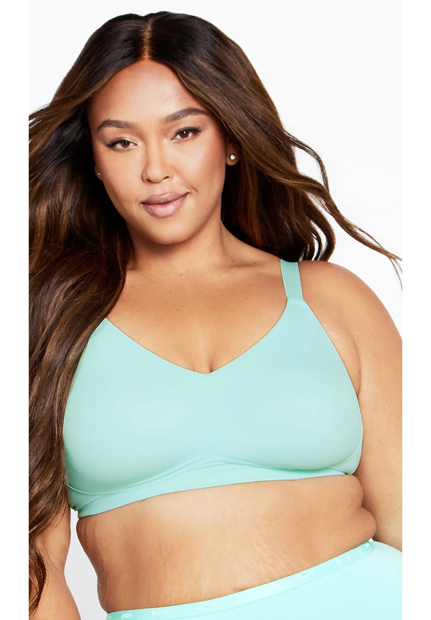 Wireless Back Smoother Bra, AQUA SPLASH, alternate image number 3