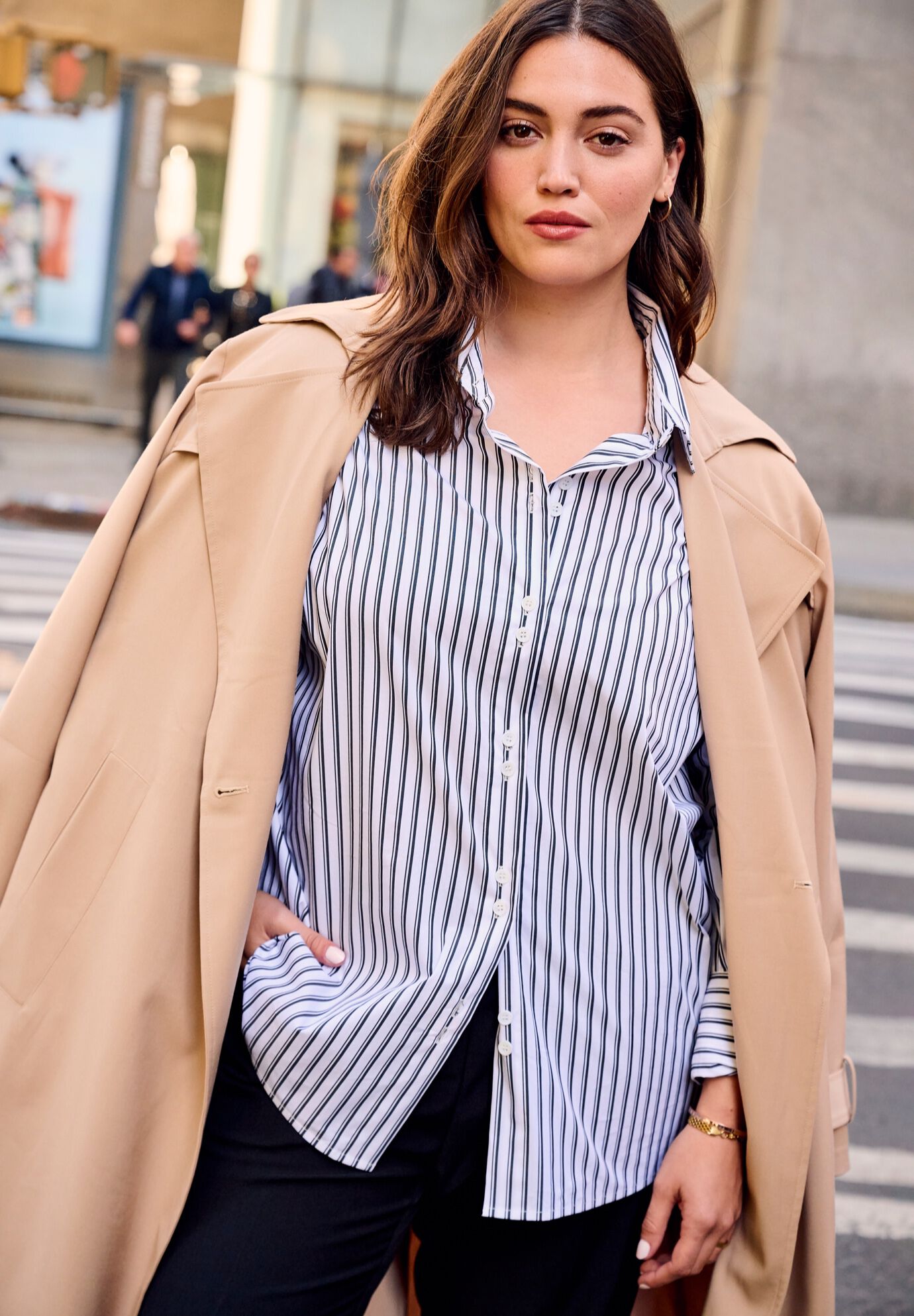 Breanna Classic Poplin Shirt, NAVY, alternate image number 2
