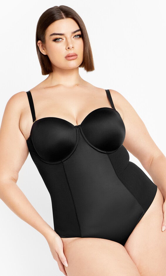 Smooth & Chic Strapless Bodysuit - black, BLACK, hi-res image number null