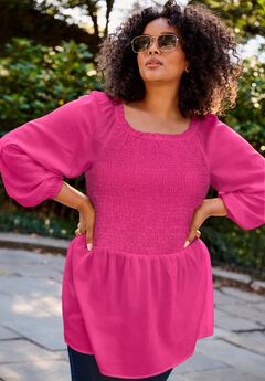 Smocking Blouson Sleeve Blouse
