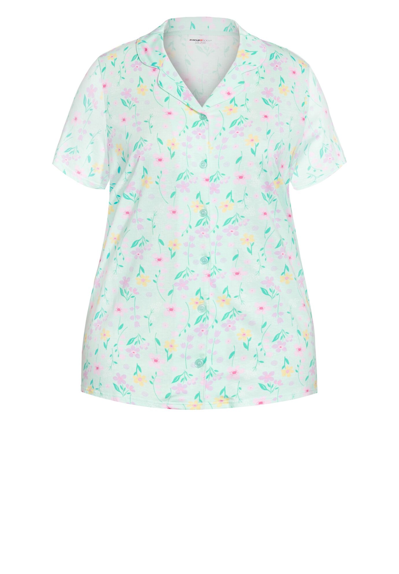 Button Up Sleep Top, FLORAL, alternate image number 2