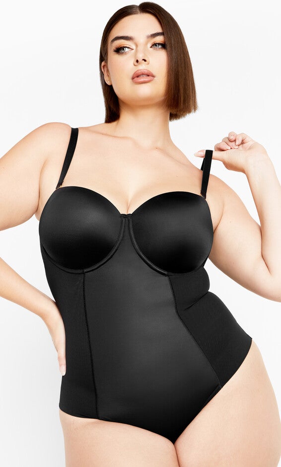 Smooth & Chic Strapless Bodysuit - black, BLACK, alternate image number null