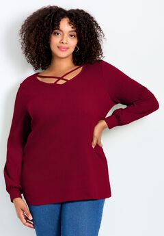 Knit Crepe Criss-Cross Top