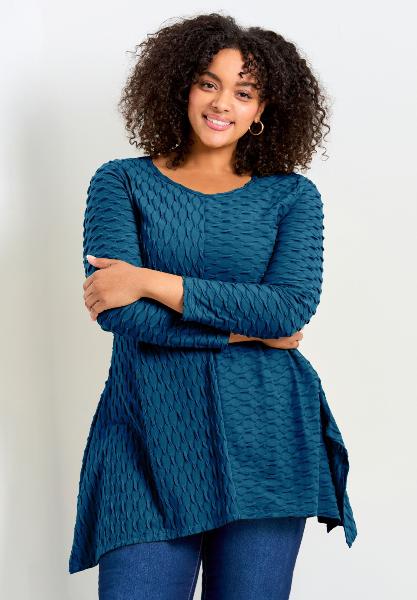 Tiarne Textured Tunic, TEAL, on-hover image number 1