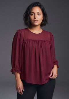 Gathered Sheer Blouse