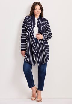Striped Cascade Cardigan