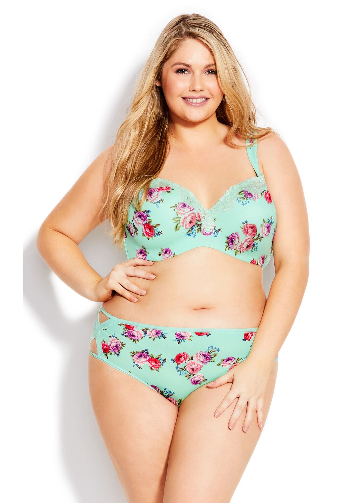 Fashion Microfiber Full Brief, MINT FLORAL, hi-res image number 0