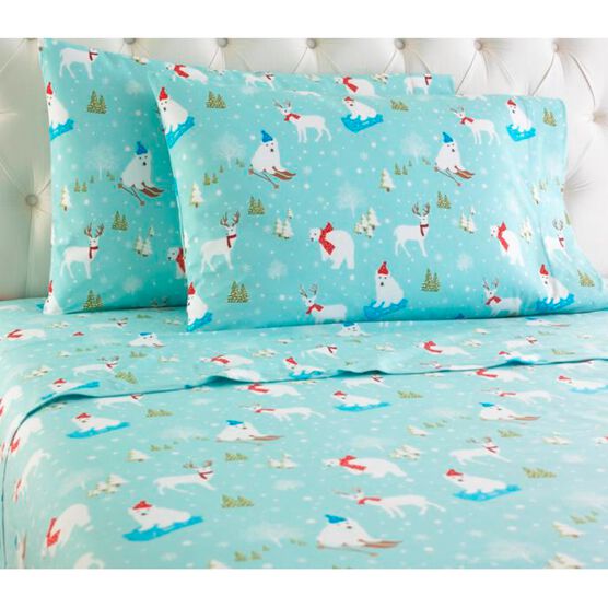 Micro Flannel® Polar Bear Deer Print Sheet Set, FLANNEL, hi-res image number null