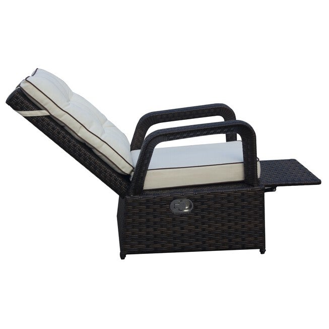 Brusell Outdoor Wicker Recliner Patio Chair With Cushions Patio Chair, , alternate image number 4