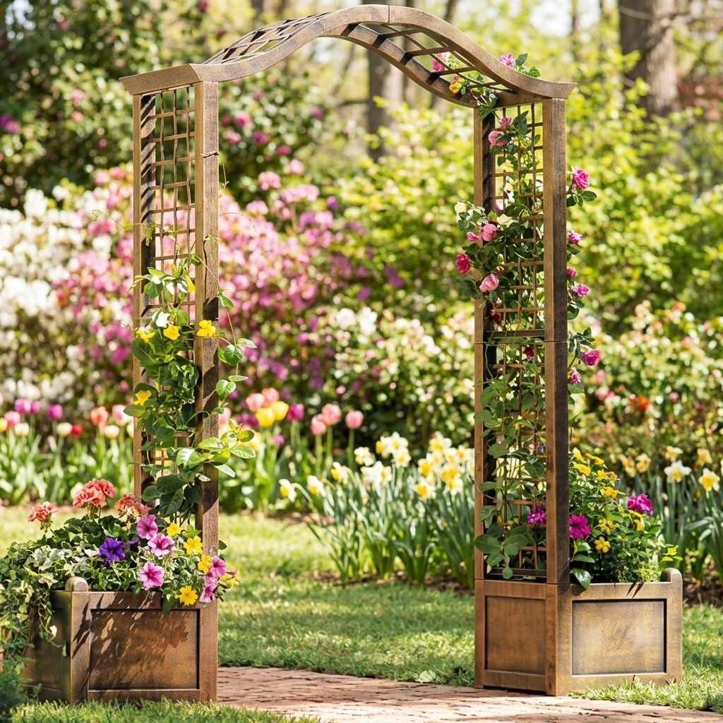 Resin Garden Arch Trellis, BRONZE, alternate image number 2