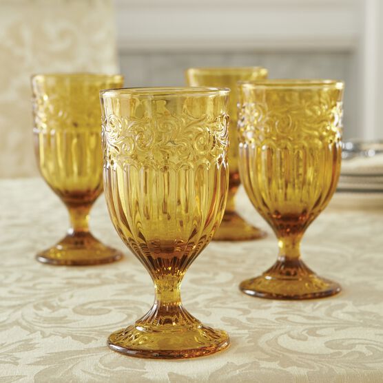 4-Pc. Amber Goblets Set, AMBER, hi-res image number null
