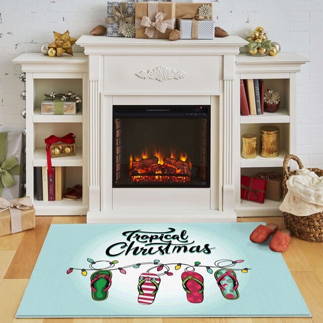 Tropical Christmas Light Blue Kitchen Rug, , alternate image number 5