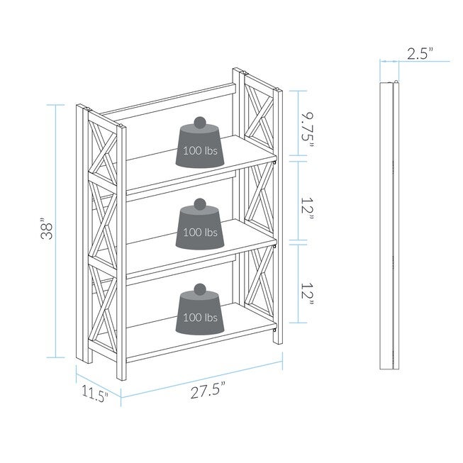 Montego 3-Shelf Folding Bookcase - White, , alternate image number null