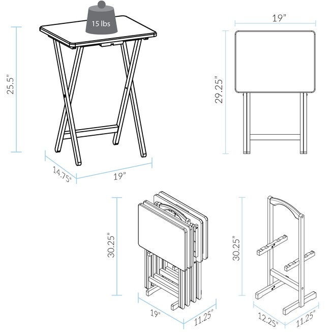 5pcs Tray Table Set-Espresso, , alternate image number null