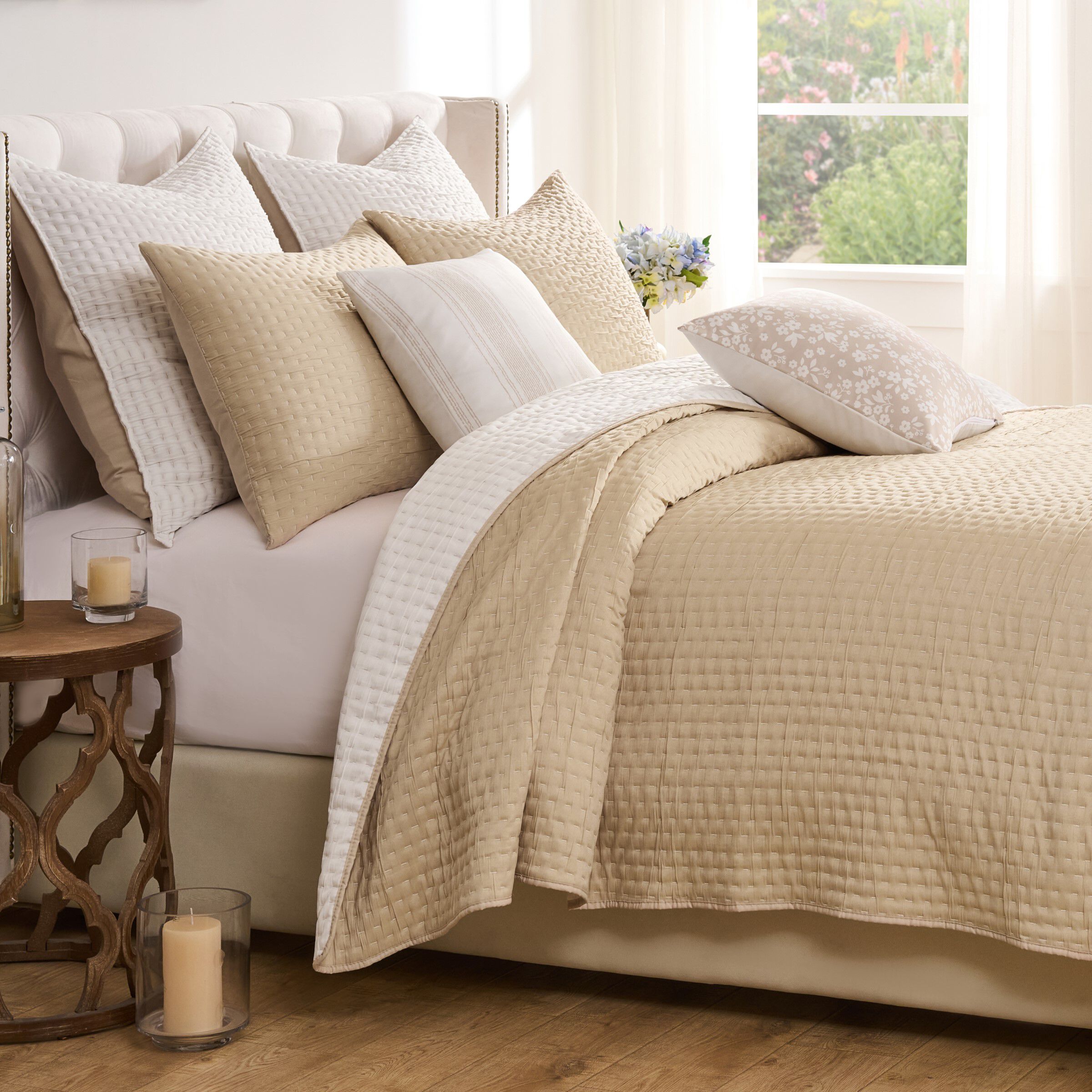 Homestead Rustic Farmhouse Matelass&eacute; Coverlet Set, NATURAL, hi-res image number 0