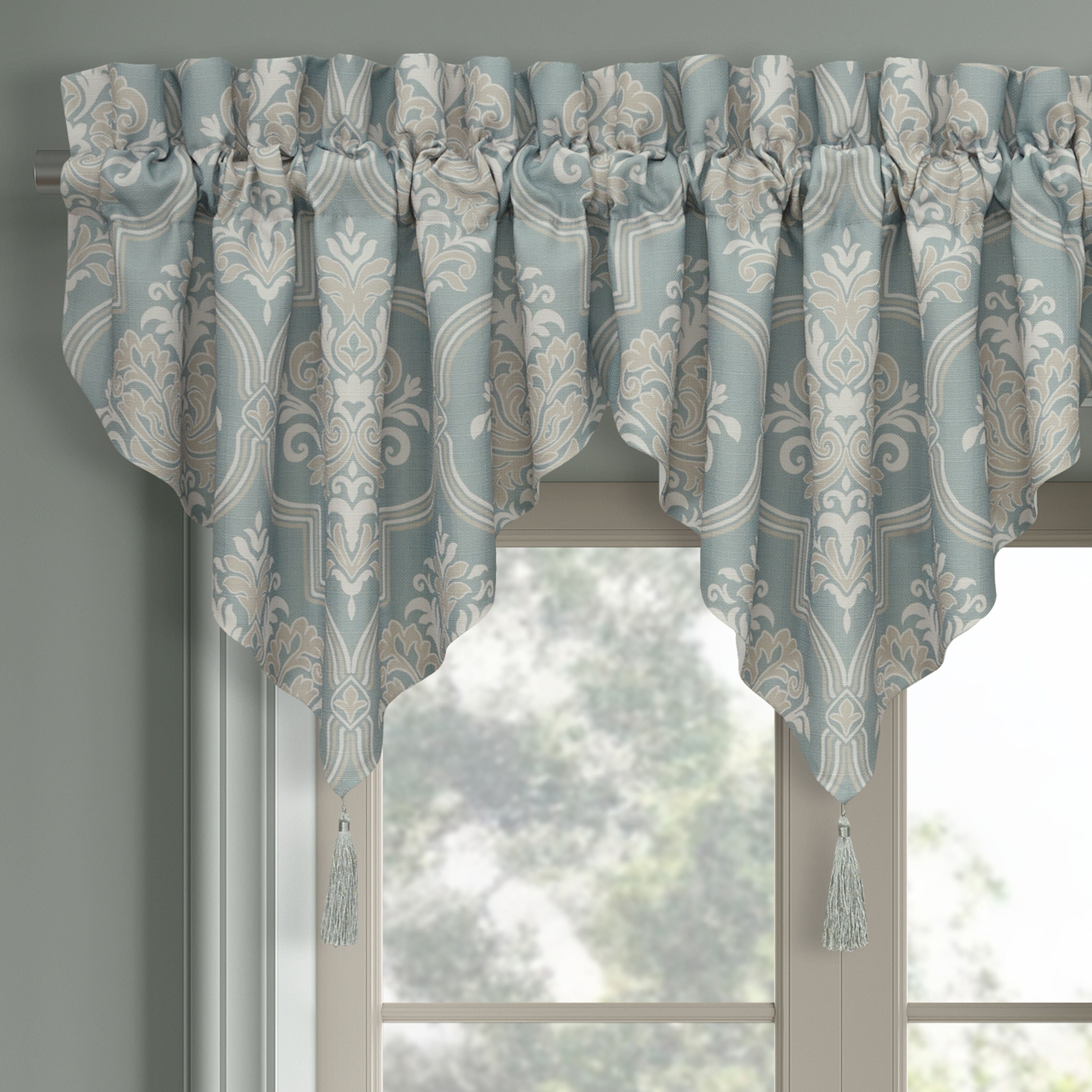 TRANQUILITY WINDOW ASCOT VALANCE, AQUA, alternate image number 2