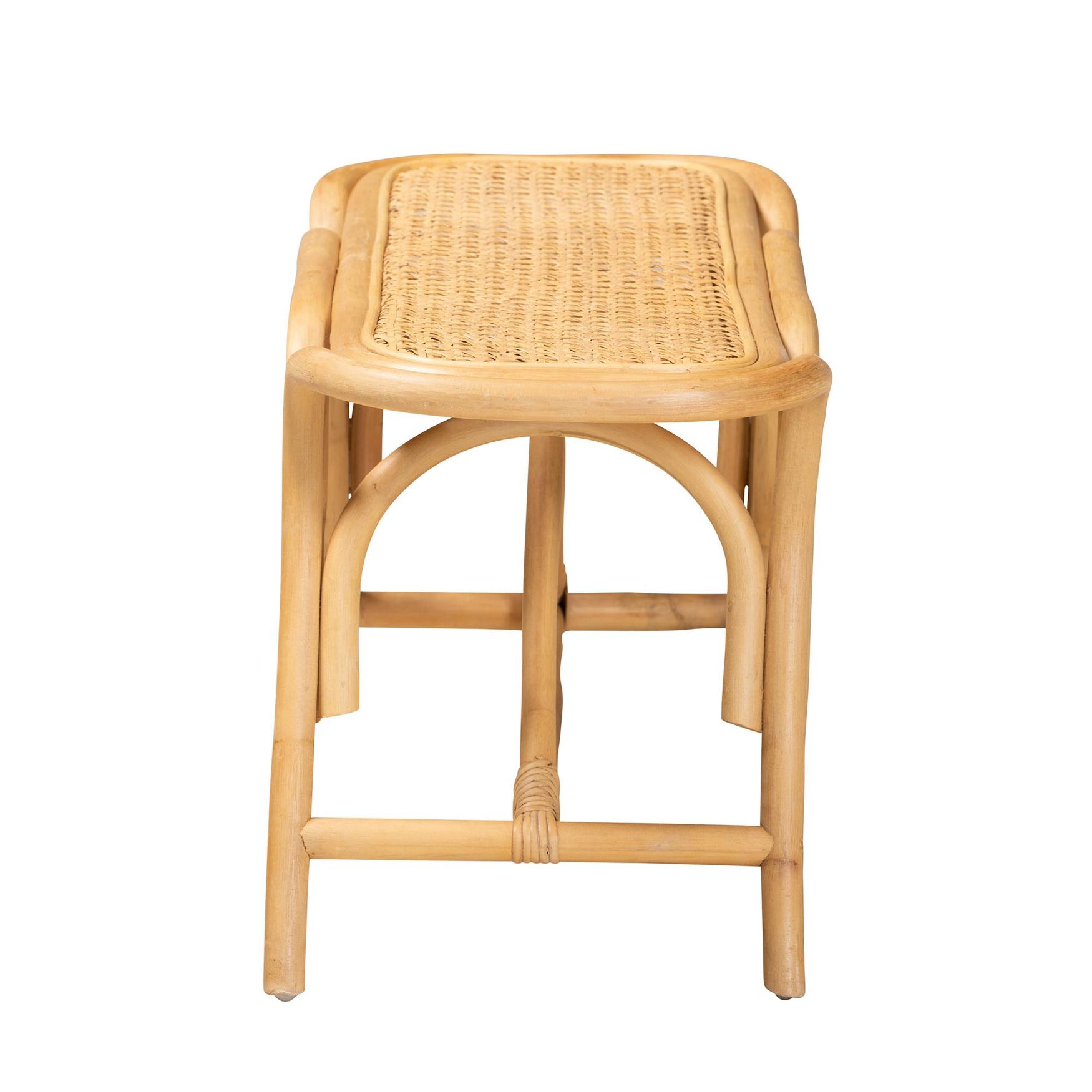 Septa Modern Bohemian Natural Brown Rattan Accent Bench, , alternate image number 2