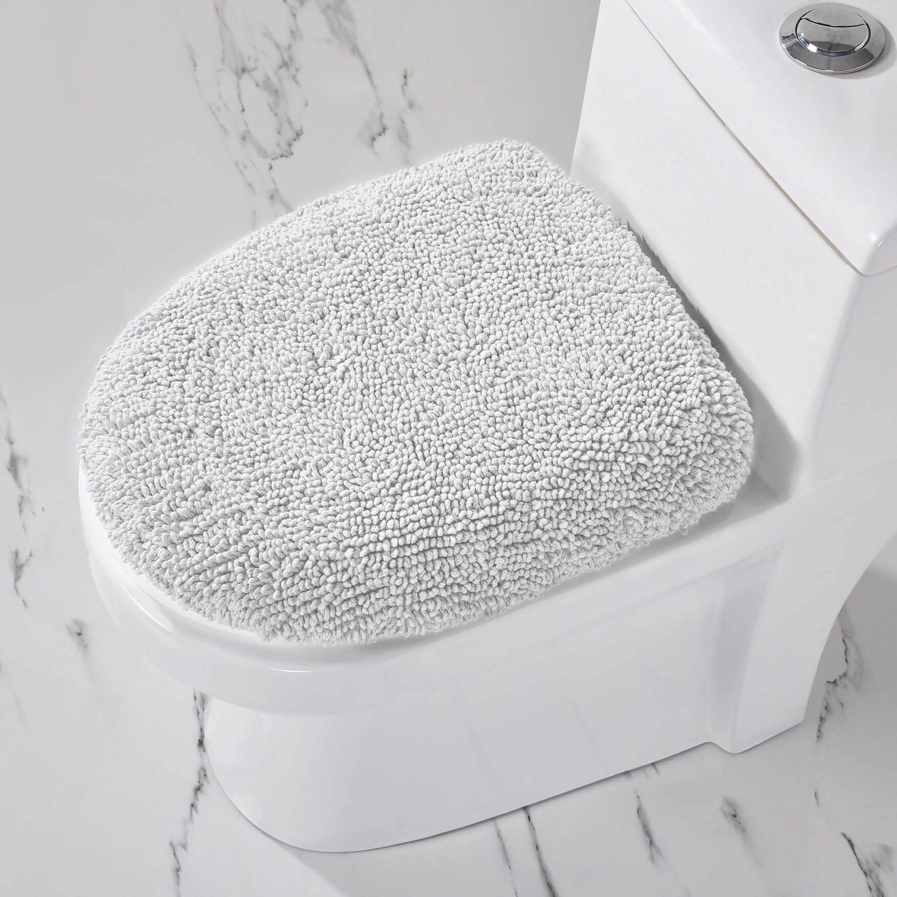 Granada Collection 100% Cotton 18 inches X 20 inches Lid Cover Bath Rug, WHITE, hi-res image number 0