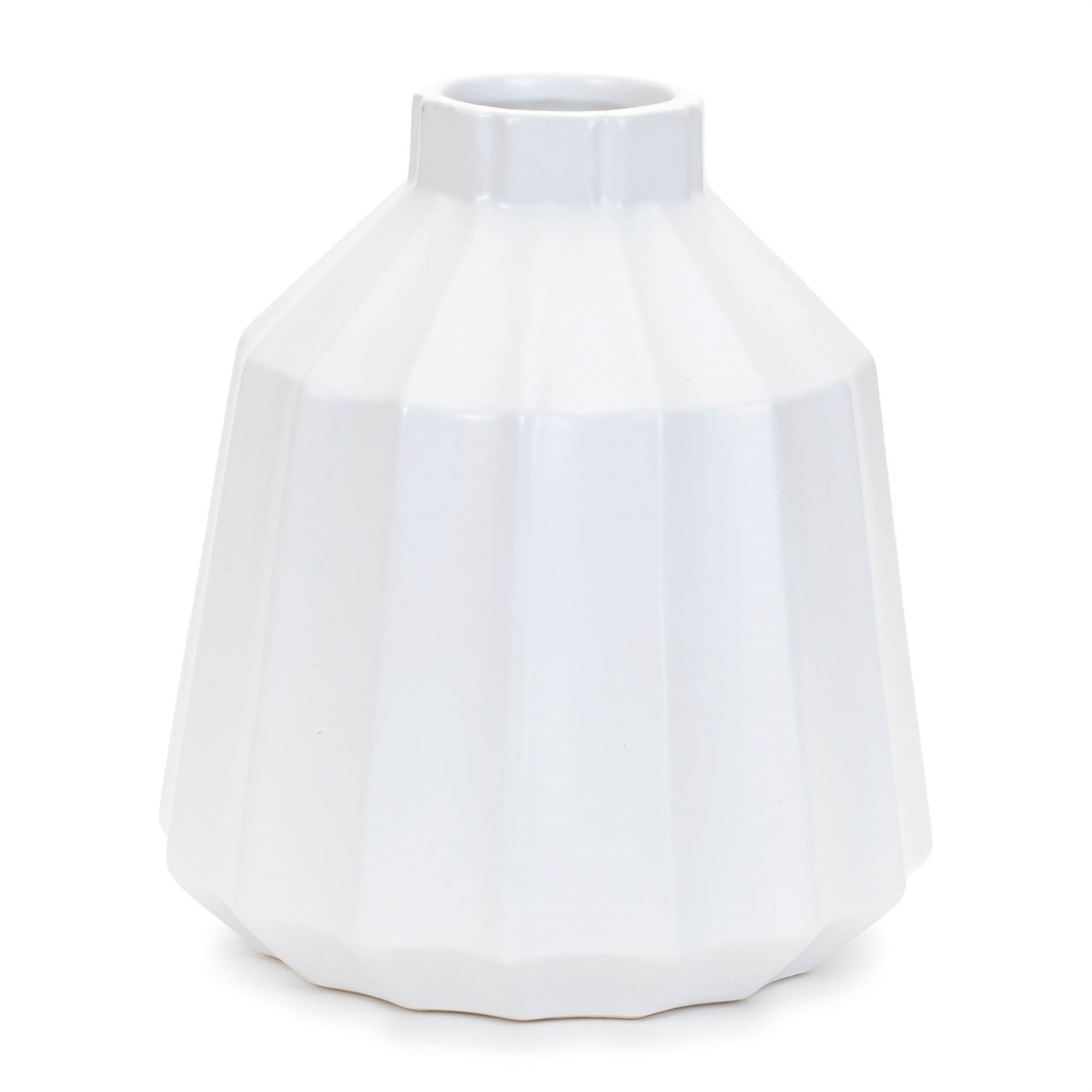 Ribbed Ceramic Vase Set of 2, WHITE, hi-res image number 0