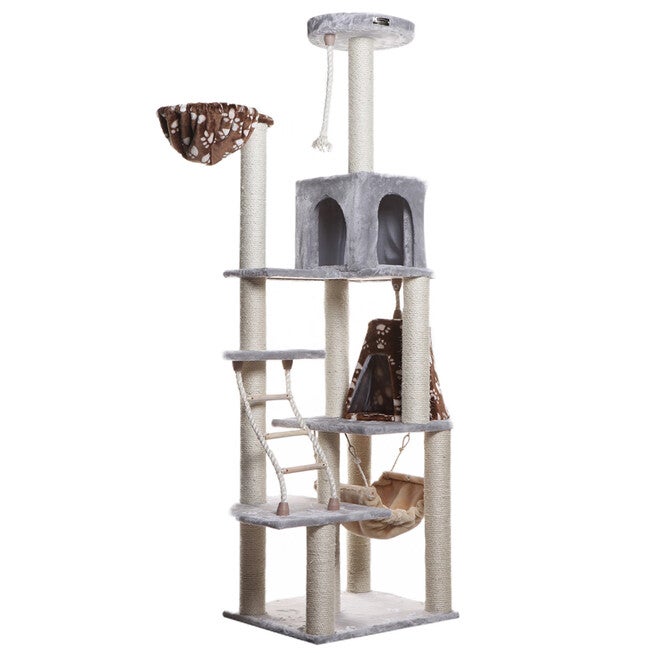 Real Wood 78 inches Cat Climber Play House With Lounge Basket, , alternate image number null